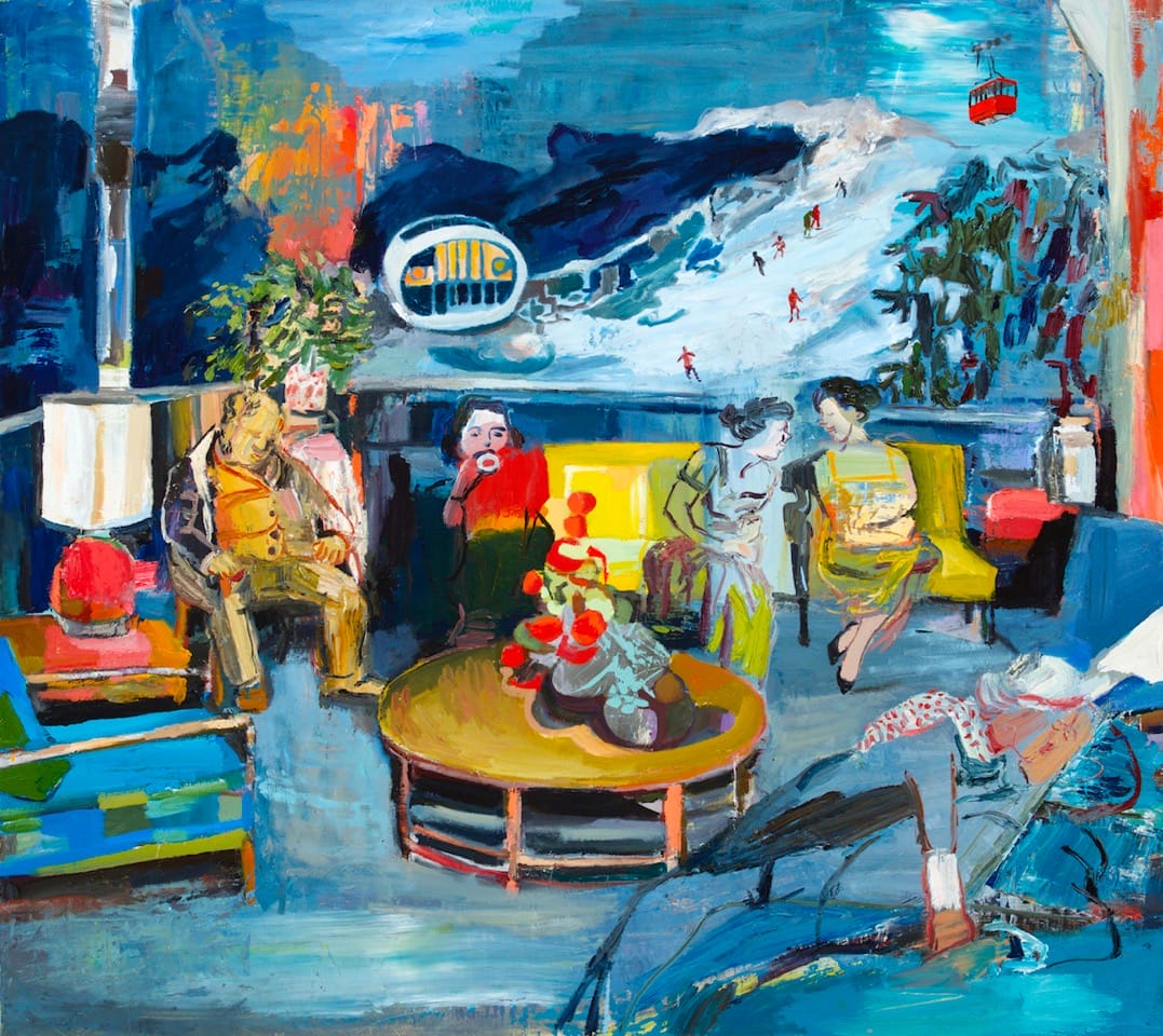 Inauguration Party, 2015, Acrylic and Oil on Wood, 42 x 47 Inches