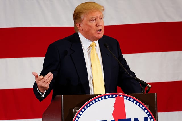 Republican presidential contender Donald Trump at a rally in Nashua, NH. Photo courtesy Michael Vadon.