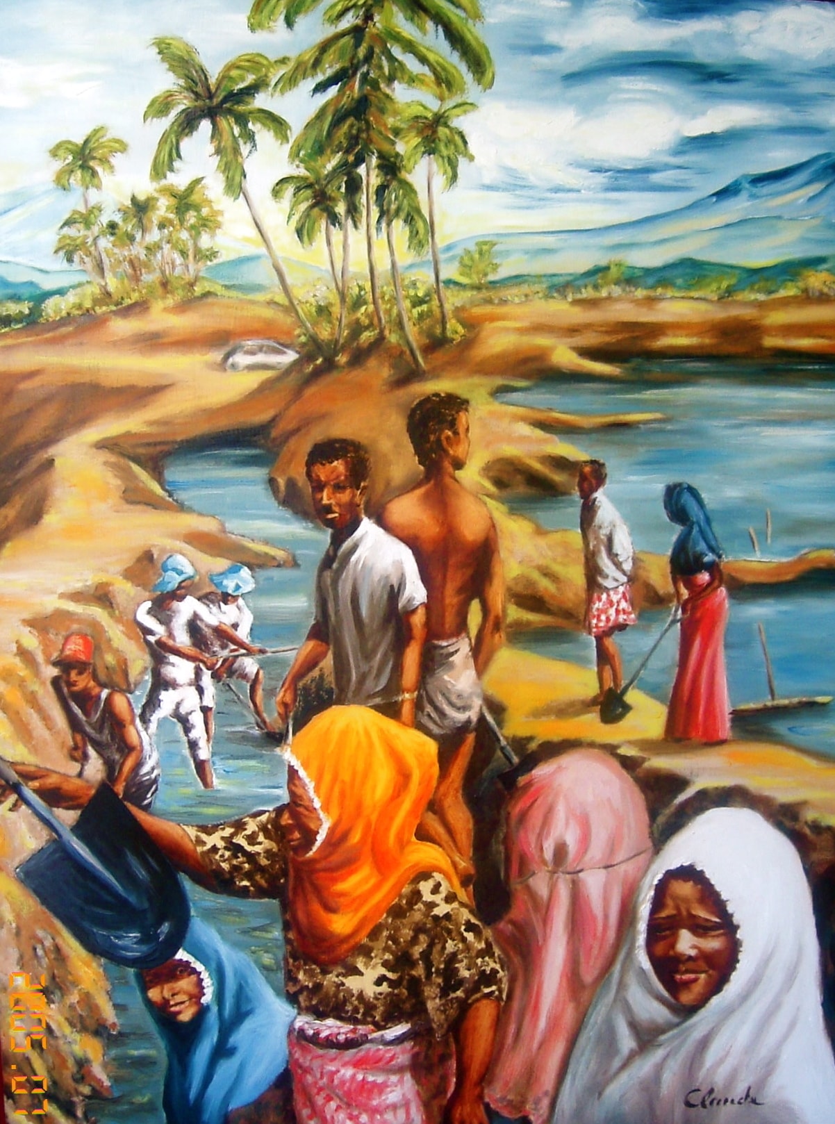 Rebuilding after the 2004 Tsunami in Aceh, Indonesia, AwF project (painting by Claude, M. New property)