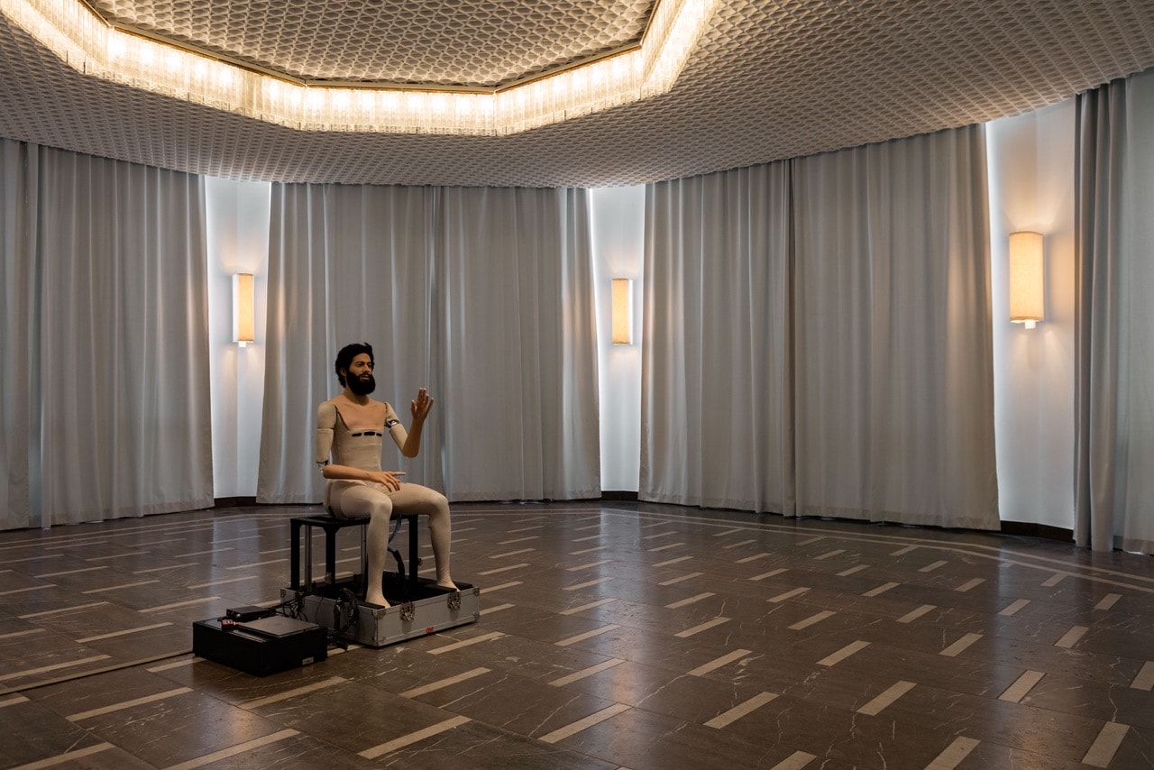 In the Photo: Goshka Macuga, Schinkel's Pavillon Installation View, Photo Credit: Fondazione Prada, Photo: Andrea Rossetti