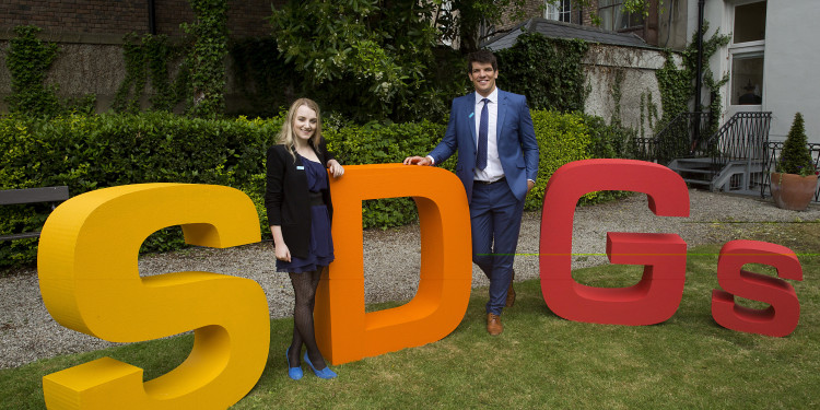 UNICEF Goodwill Ambassador Donncha O’Callaghan (right) and High Level Supporter Evanna Lynch at a UN Youth Event