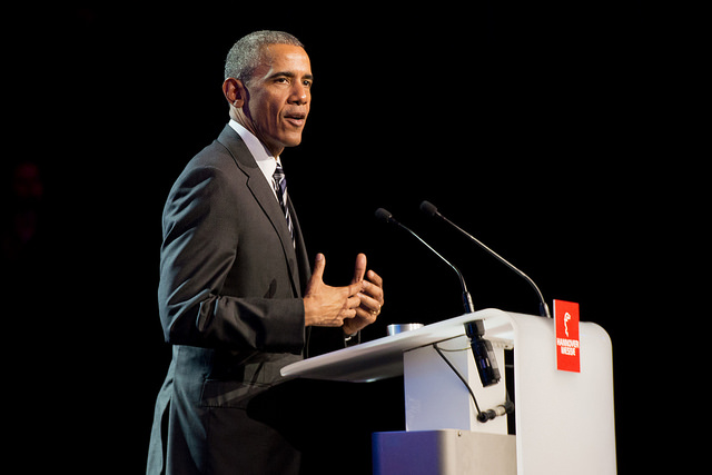 President Obama at Hannover Messe 2016. Obama issued an executive order calling on the private and public sectors to unite against cyber attacks. Photo courtesy of the US Department of Commerce via Flickr. 