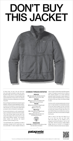 Patagonia's Ad in the New York Times on Black Friday 2011