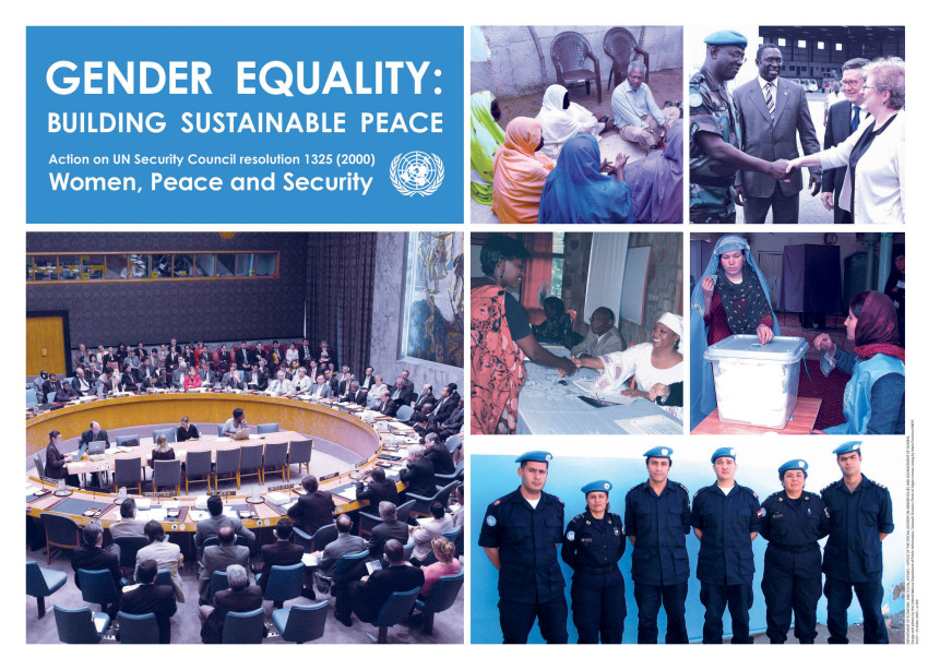 In the Photo: Poster "Gender Equality: Building Sustainable Peace". Photo Credit: http://www.un.org/womenwatch/ianwge/taskforces/wps/poster-english.pdf