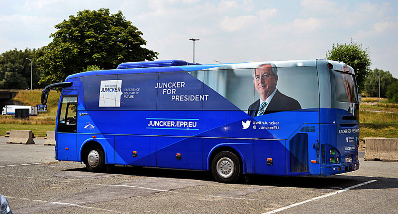 Juncker's campaing bus Laophorium_Ioannis_Claudii_Juncker_anno_2014