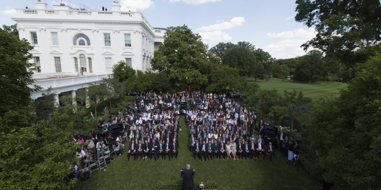 US President Donald Trump and EPA Administrator Scott Pruitt make US Paris climate agreement statement in the Rose Garden of the White House June 01, 2017. ( Official Photo by Joyce N. Boghosian)