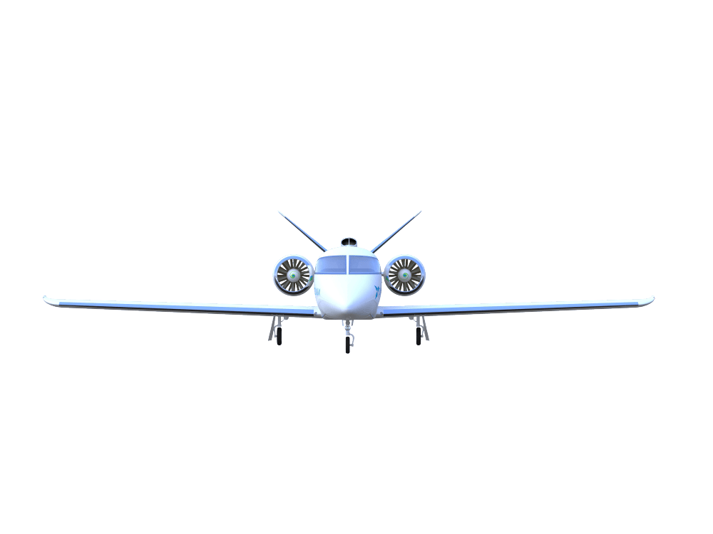 Zunum 2022 aircraft front view with gear