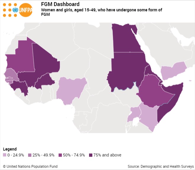 Women and girls, aged 15-49, who have undergone some form of FGM