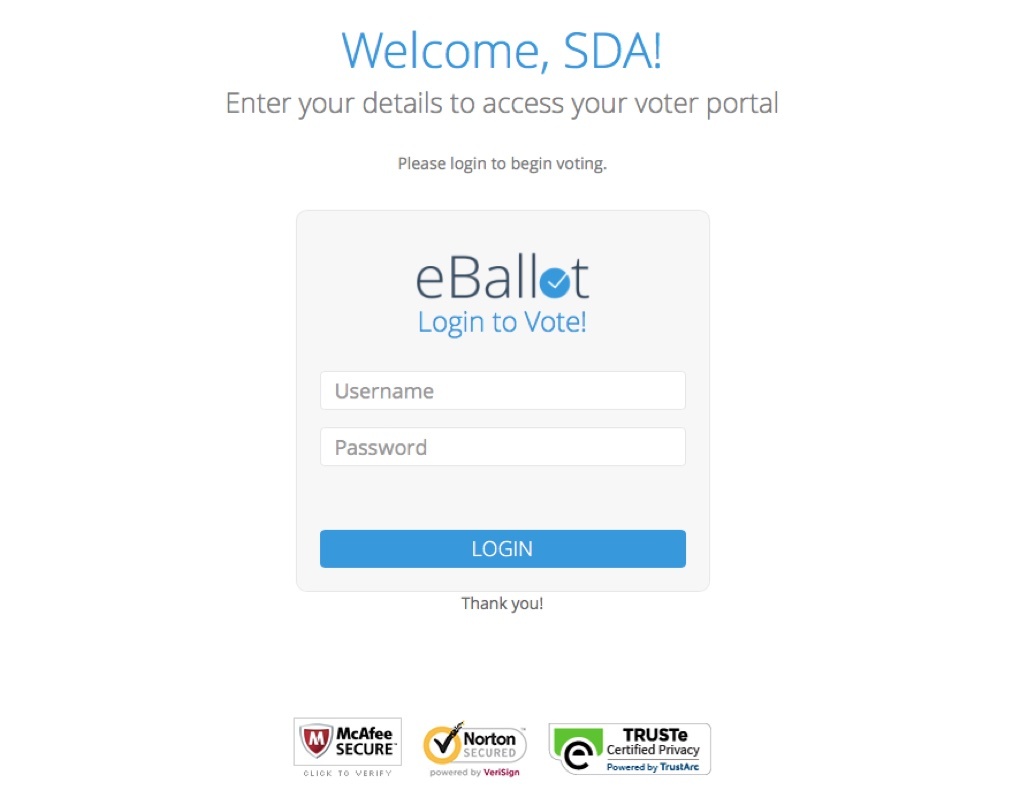 eBallot login - online voting