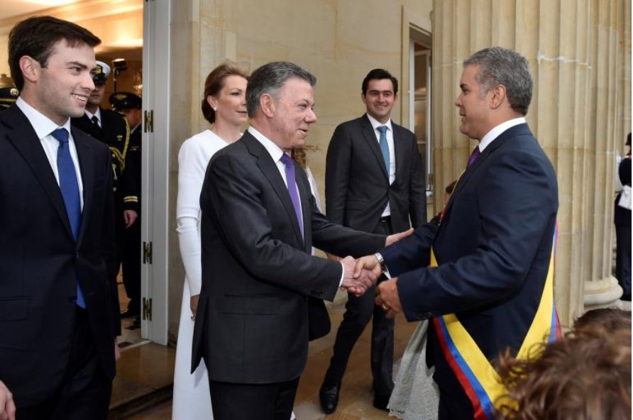President Juan Manuel Santos welcome his successor Ivan Duque (August, 7th 2018)
