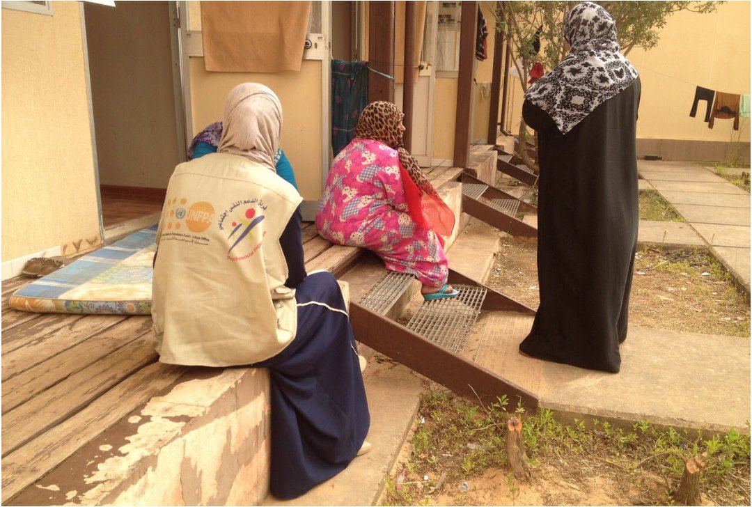 Psychosocial support sessions with displaced women.