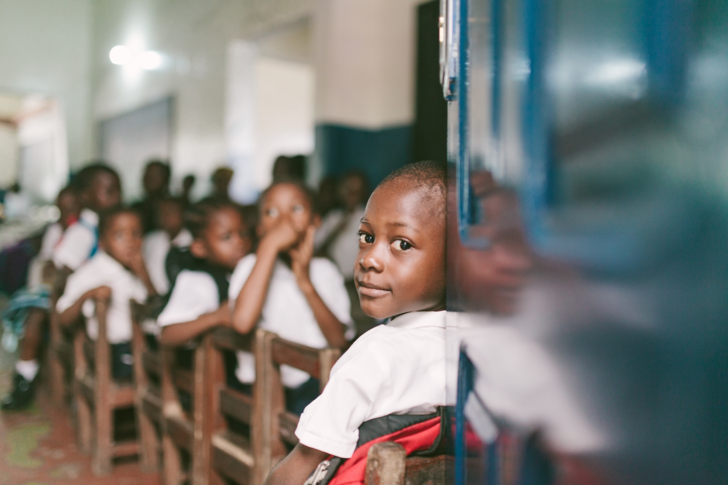 Student in Liberia attending public education institution in Africa