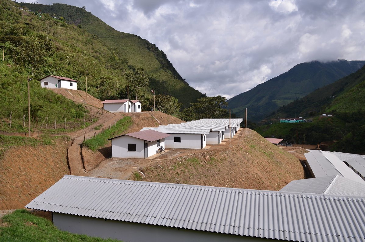 rural camp being constructed for the demobilized fighters