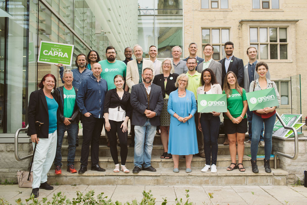 Elizabeth May (GPC Leader) with Green Candidates at Climate Emergency Forum