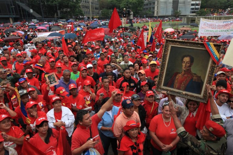 The start of a march celebrating the people's overthrow of the 2002 Venezuela coup in 2011