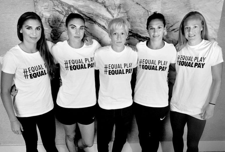 From left, Alex Morgan, Hope Solo, Megan Rapinoe, Carli Lloyd and Becky Sauerbrunn.