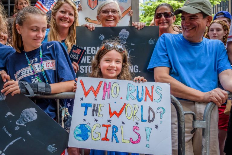 Fans at the USWNT championship parade in New York City