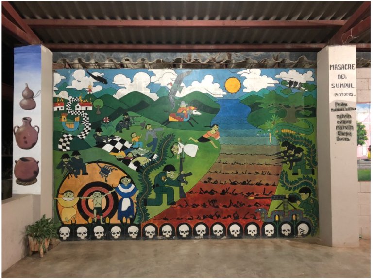 Mural in memory of the victims of the El Sumpul Massacre.