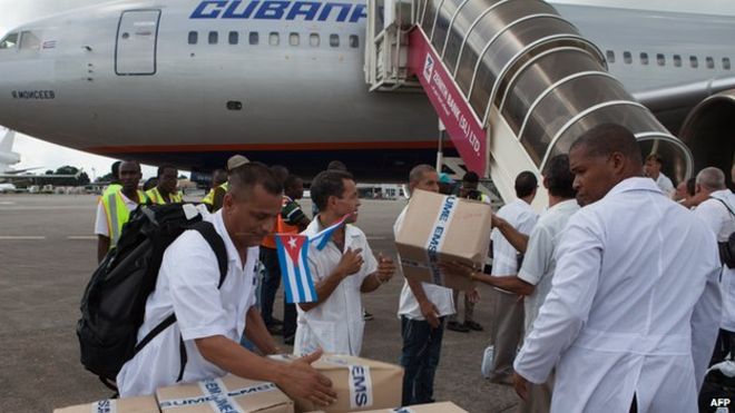 Cuban doctors prepare to board for a foreign mission_AFP