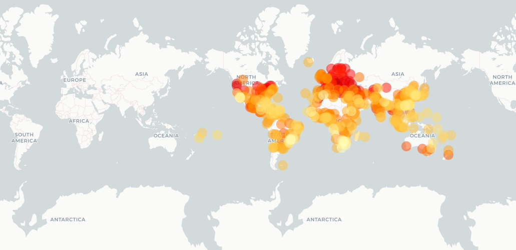 Show how global warming will impact 520 cities