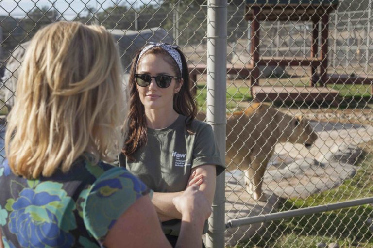 Actress Minka Kelly at Lions Tigers & Bears Sanctuary