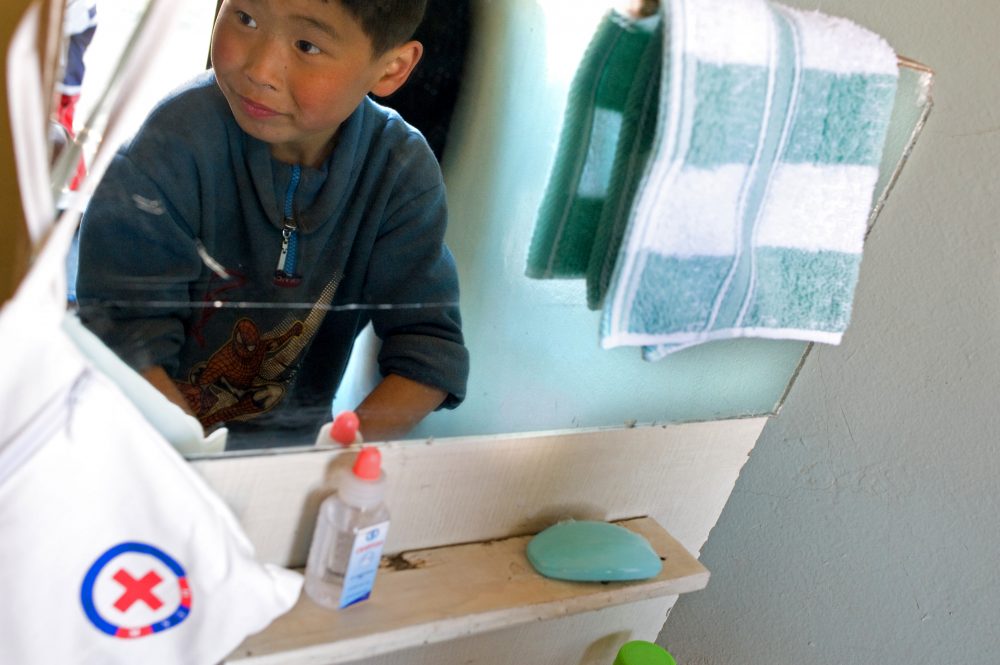 A child washing his hands during the COVID-19 pandemic
