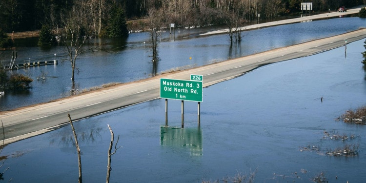 Highway 11 flooding Muskoka Canada