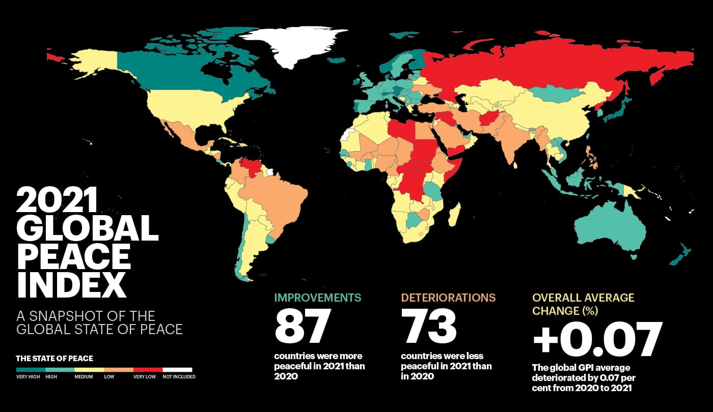 Political Instability Archives Impakter   GPI 2021 Map 