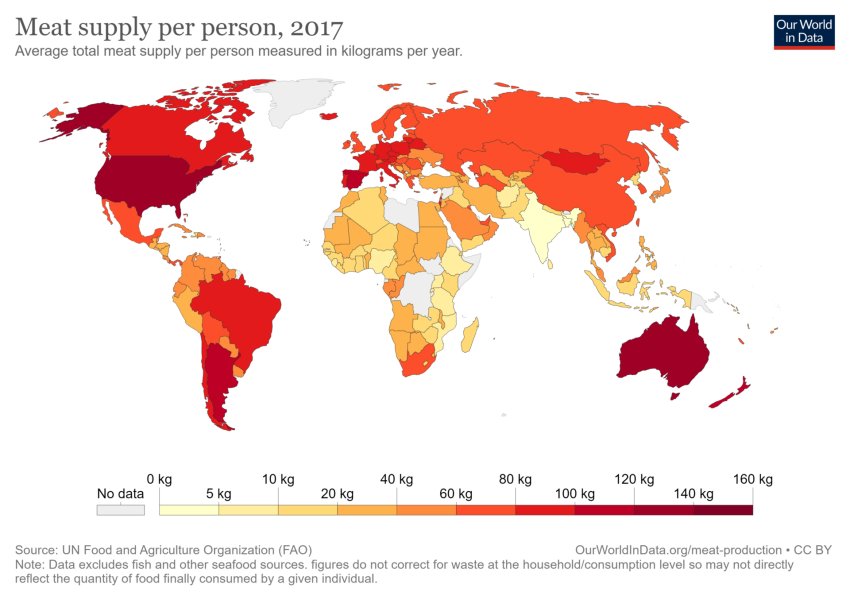 Meat Supply Per Person, 2017