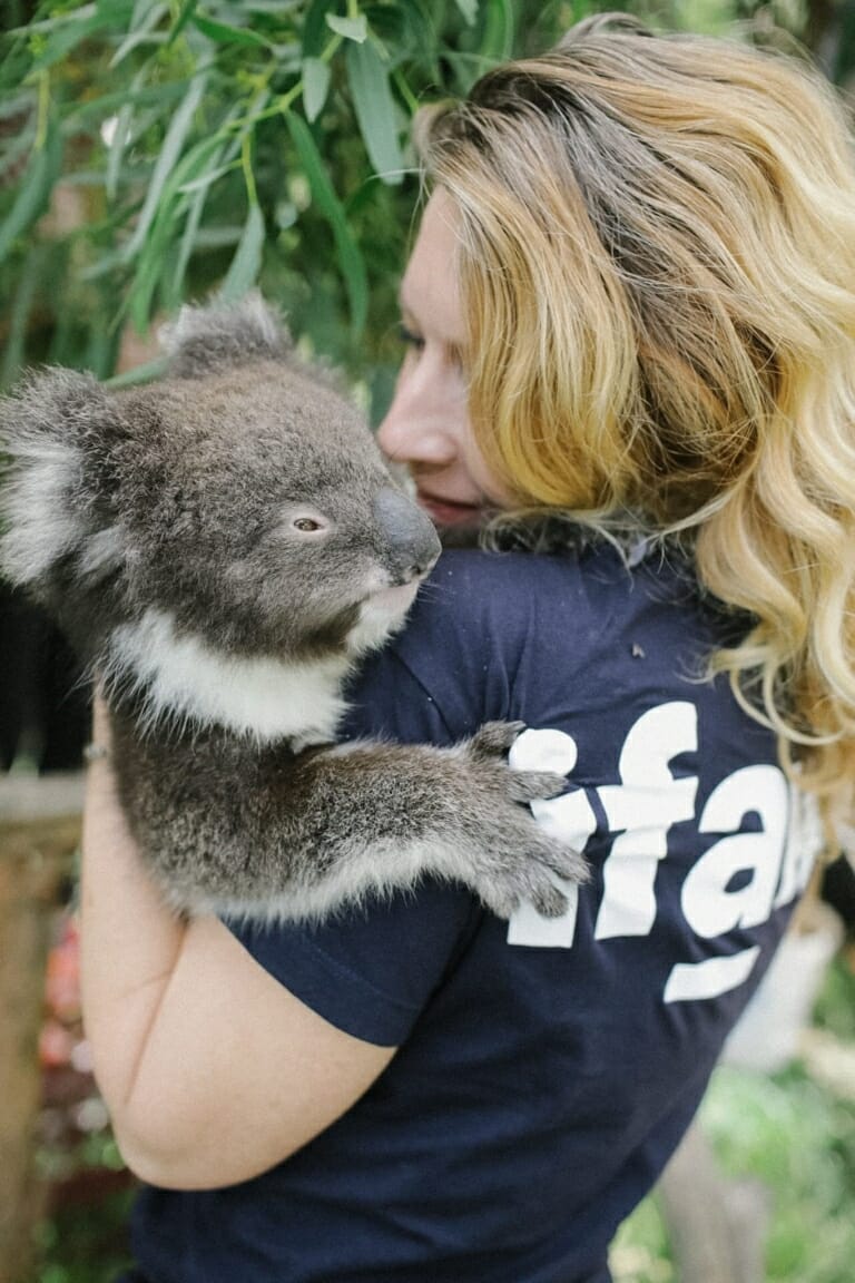 Josey Sharrad holding a koala