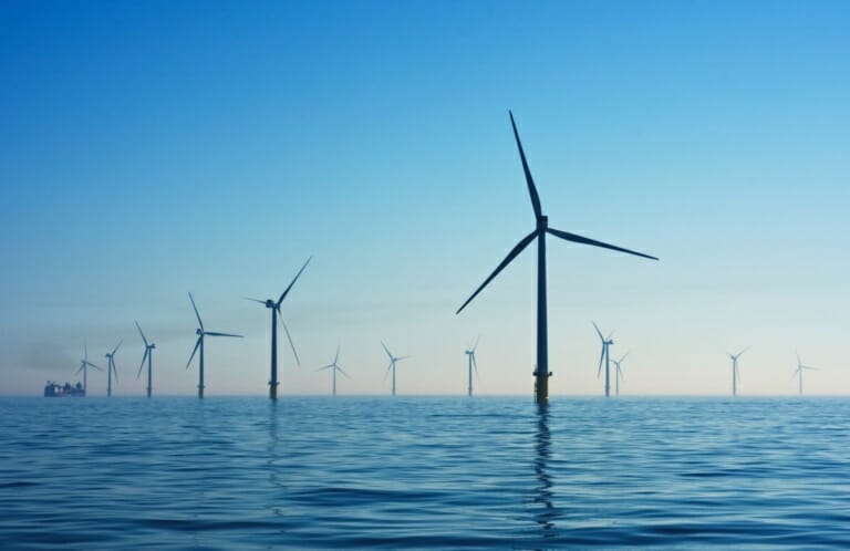 Windmills on sea 