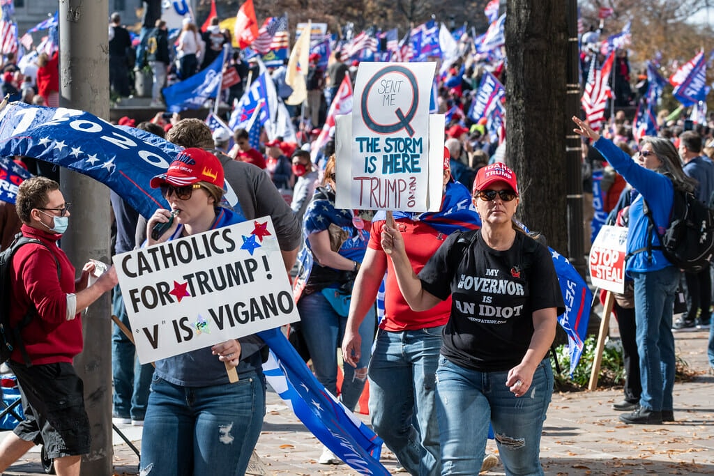 conspiracy theory protesters