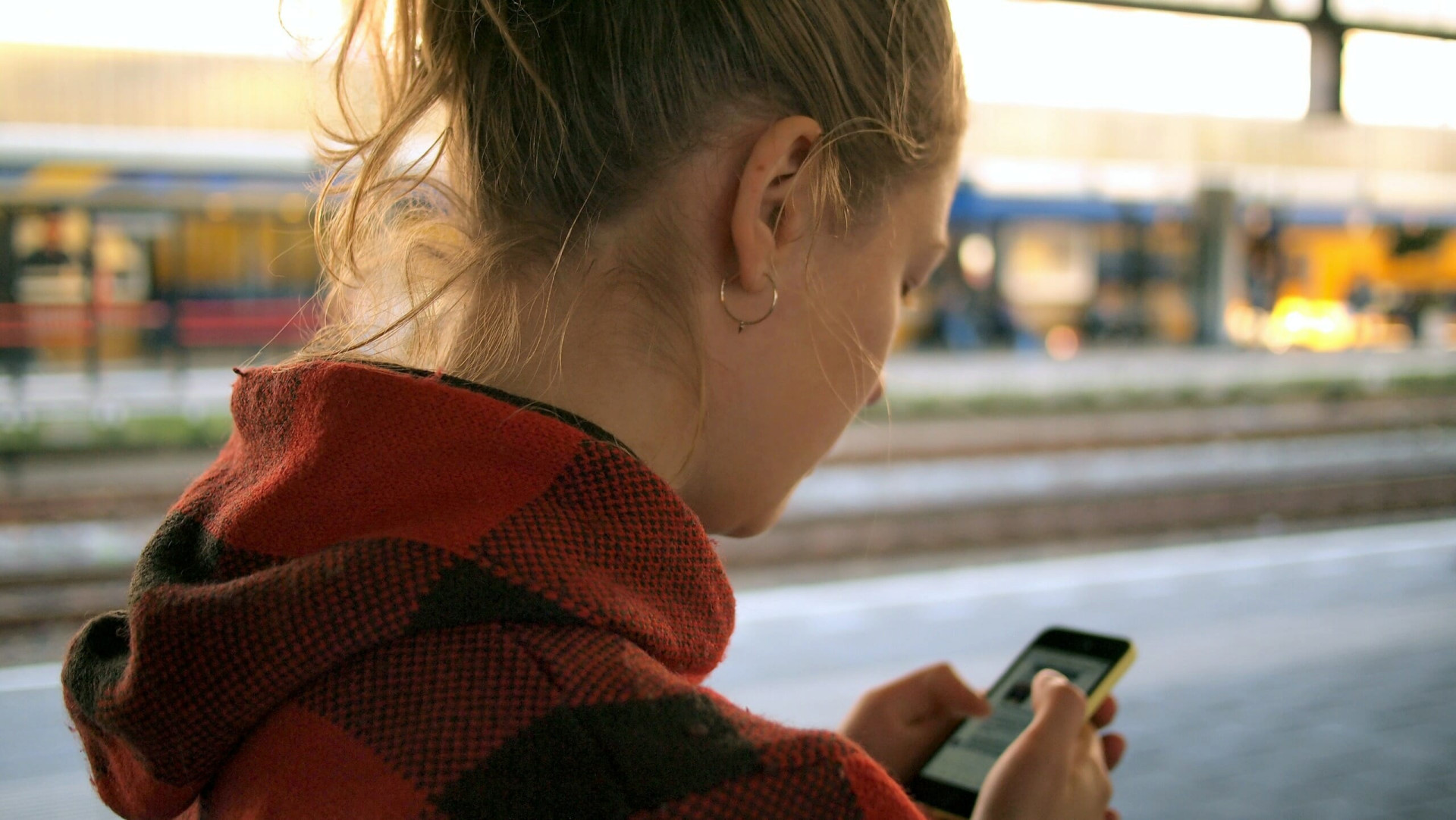 Girl using social media on phone