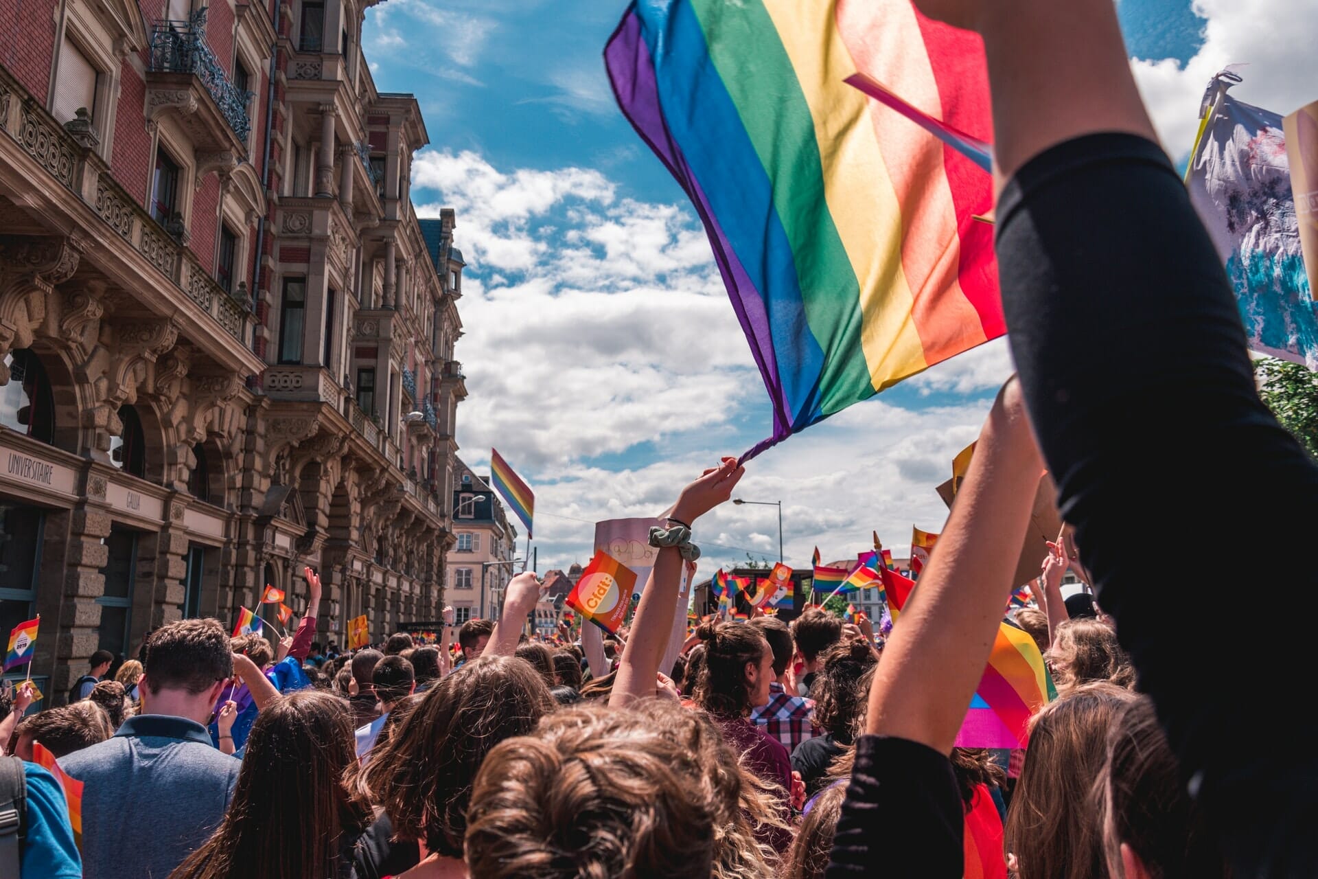 Pride flags at a festival in France