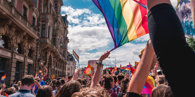 Pride flags at a festival in France