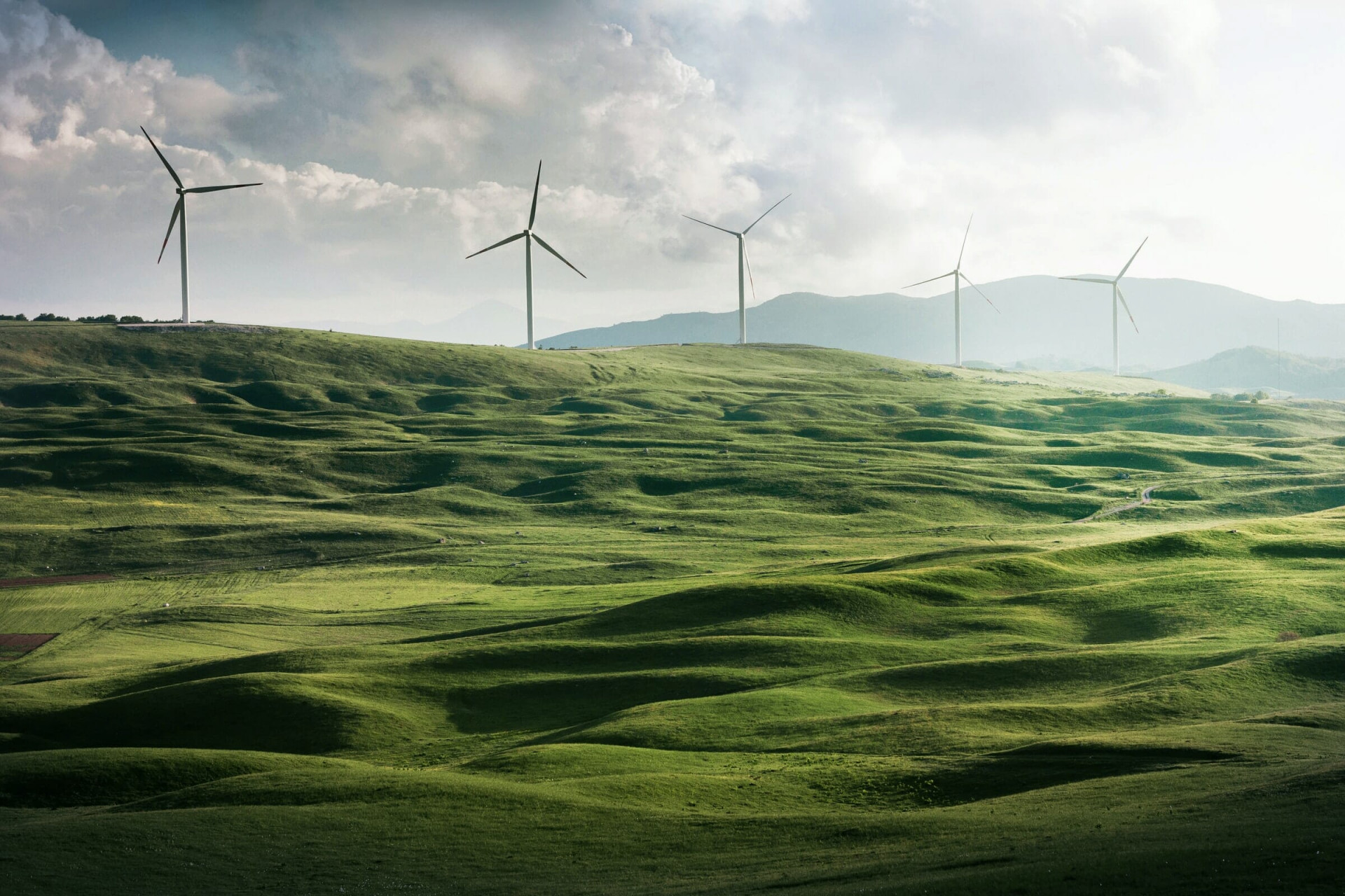 Wind turbines on land