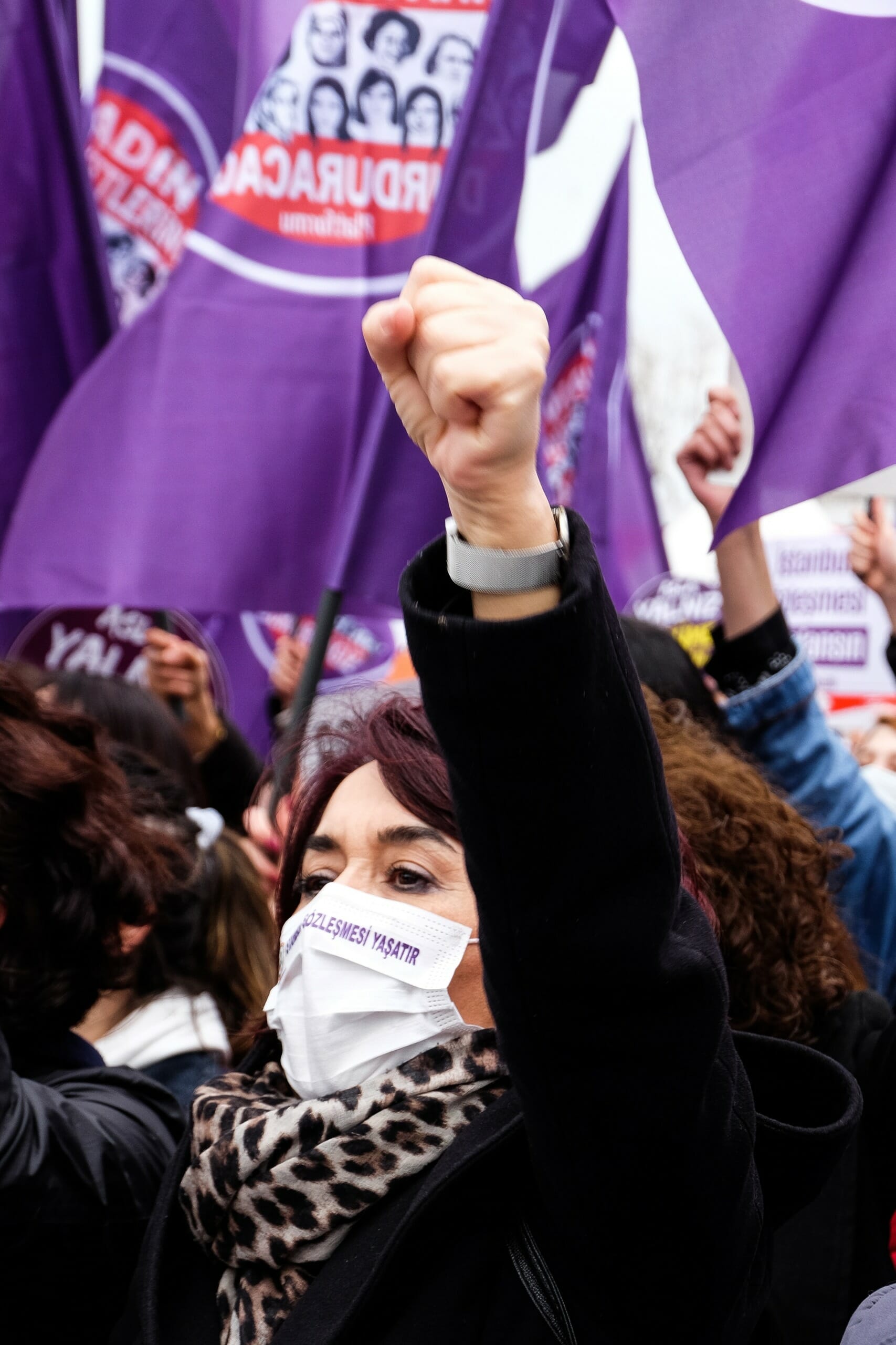 Woman protesting