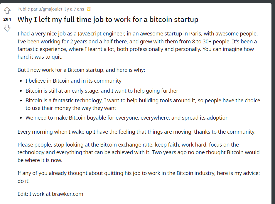 former Java engineer quit his job for a bitcoin start-up 9 years ago.