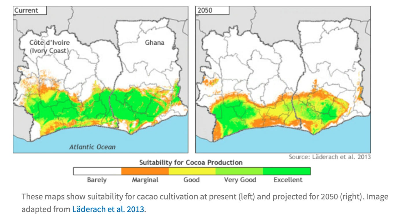Cacao cultivation map