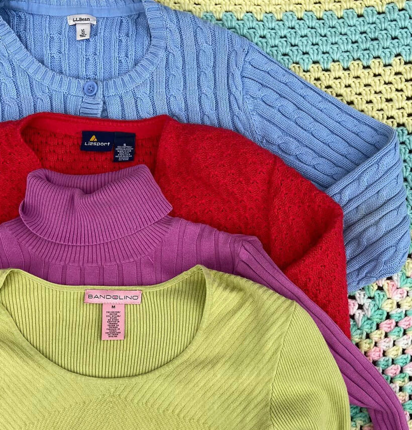 thrifted sweaters
