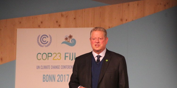 Al Gore gives a presentation on day 5 of the COP23 Conference.