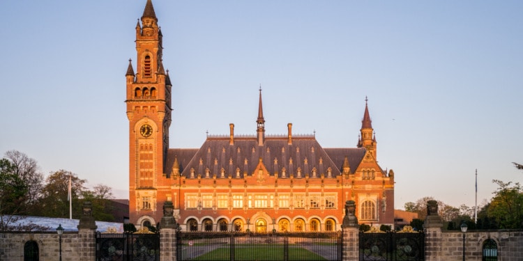 Outside of the European Court of International Justice on April 19, 2020. The Court is the main judicial body of the European Union which settles all disputes between EU countries and national governments.