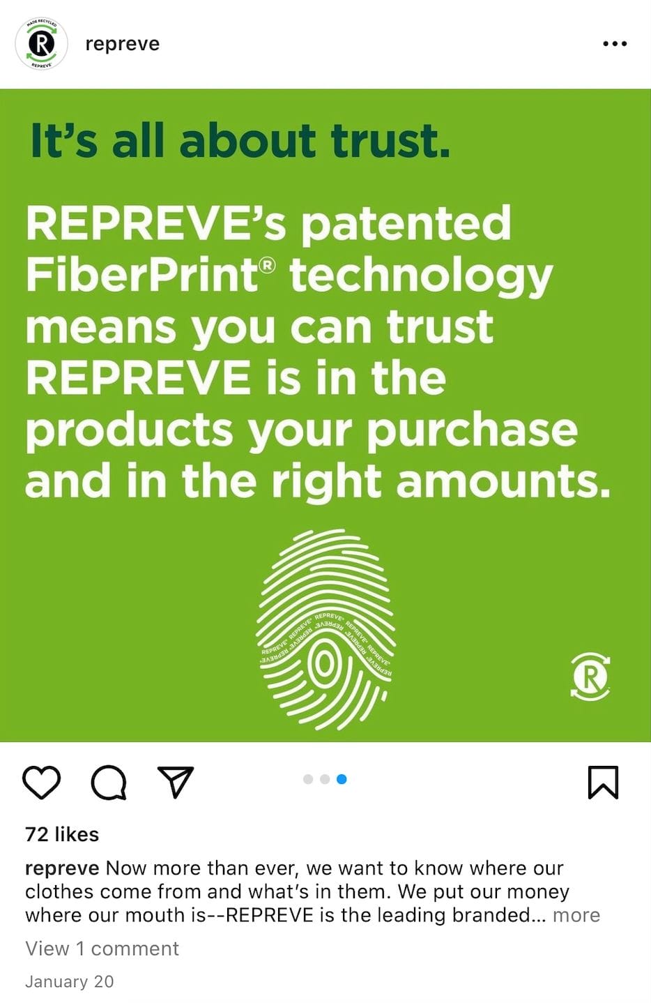 REPREVE typo instagram post