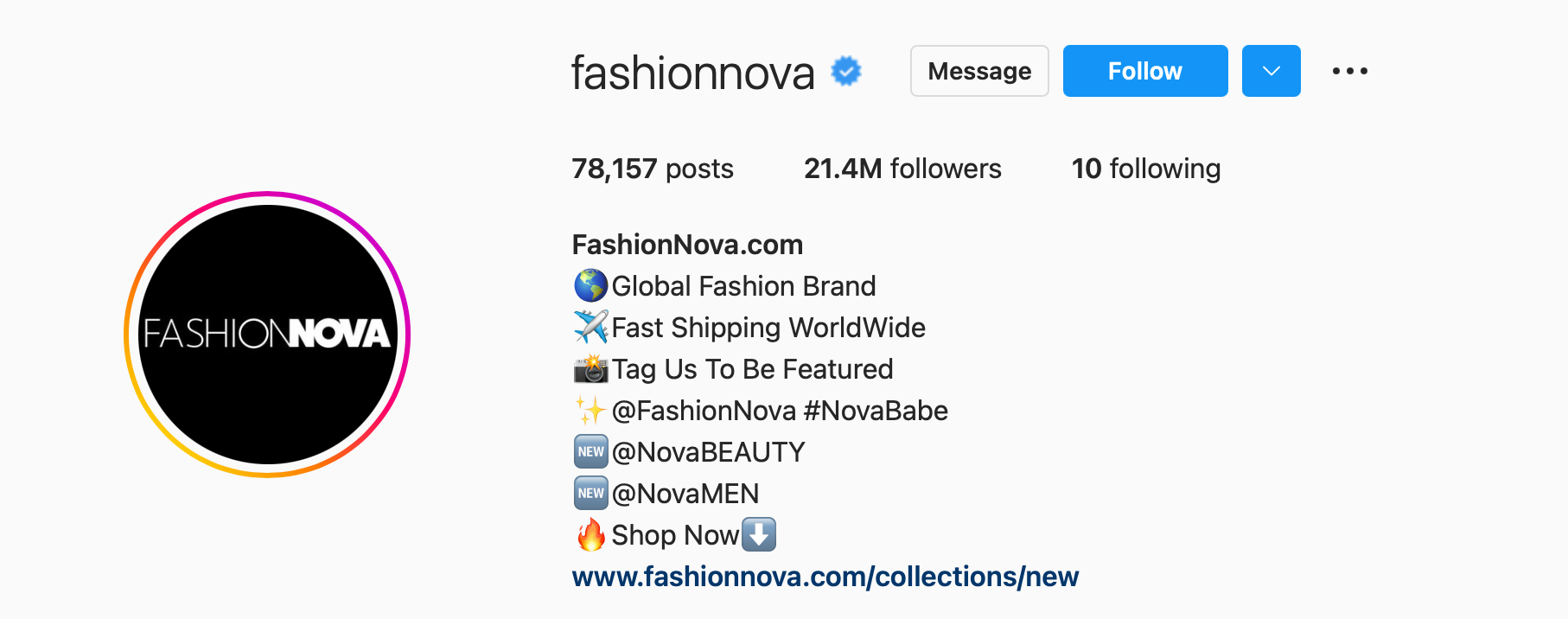 Fashion Nova Instagram
