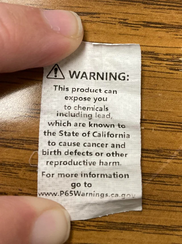 warning clothing tag