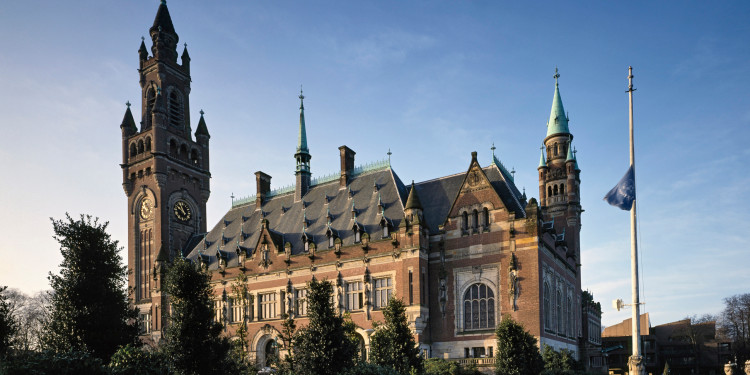 The Peace Palace, seat of the International Court of Justice. The Court is the principal body of the United Nations. 1993.