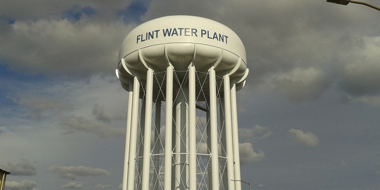 Flint, Michigan water tower.