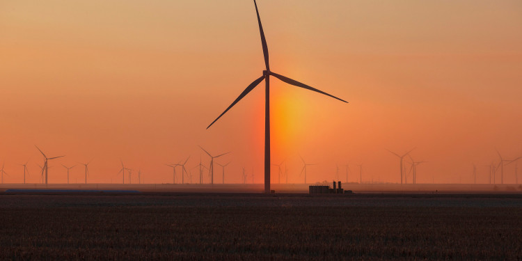 Windmills producing wind energy on February 16, 2021.