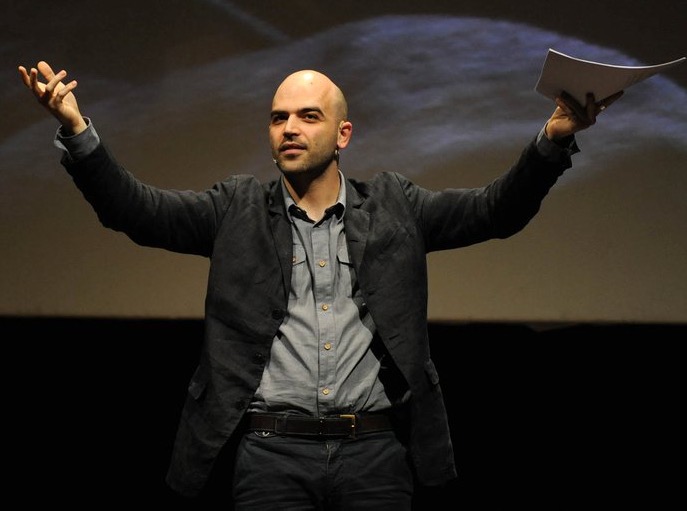A photo of Roberto Saviano, who is being charged with defamation by Giorgia Meloni.