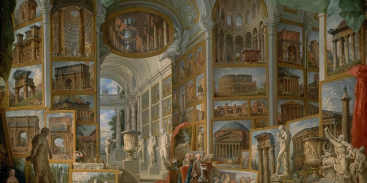 A painting demonstrating the luxury of being able to view art from home, as one now can through digital art exhibitions